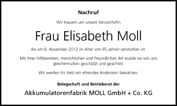 Anzeige von Elisabeth Moll von MGO