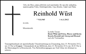Anzeige von Reinhold Wüst von MGO