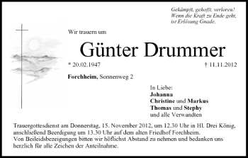 Anzeige von Günter Drummer von MGO