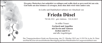Anzeige von Frieda Düsel von MGO