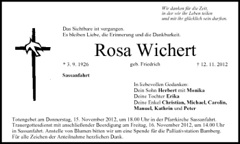 Anzeige von Rosa Wichert von MGO