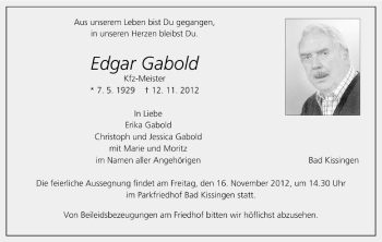 Anzeige von Edgar Gabold von MGO