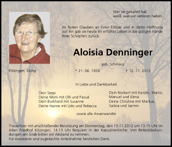 Anzeige von Aloisia Denninger von MGO