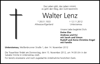 Anzeige von Walter Lenz von MGO