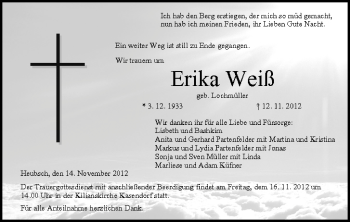 Anzeige von Erika Weiß von MGO