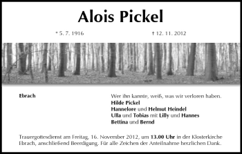 Anzeige von Alois Pickel von MGO