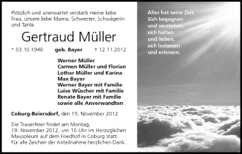 Anzeige von Gertraud Müller von MGO