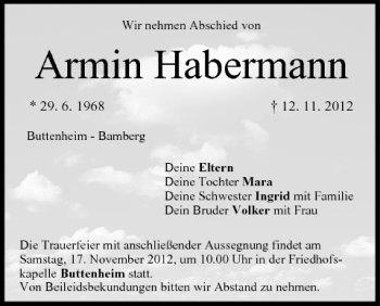 Anzeige von Armin Habermann von MGO