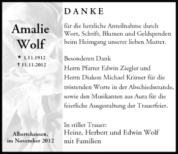 Anzeige von Amalie Wolf von MGO