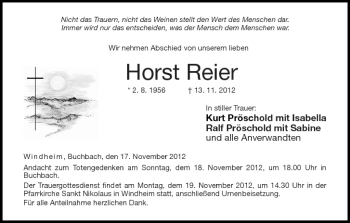 Anzeige von Horst Reier von MGO