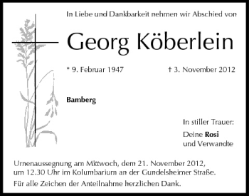 Anzeige von Georg Köberlein von MGO