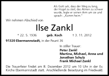 Anzeige von Ilse Zankl von MGO