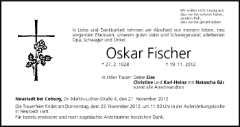 Anzeige von Oskar Fischer von MGO