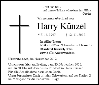 Anzeige von Harry Künzel von MGO