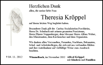 Anzeige von Theresia Kröppel von MGO