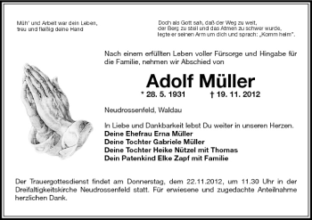 Anzeige von Adolf Müller von MGO