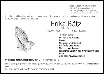 Anzeige von Erika Bätz von MGO
