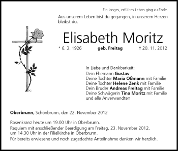 Anzeige von Elisabeth Moritz von MGO