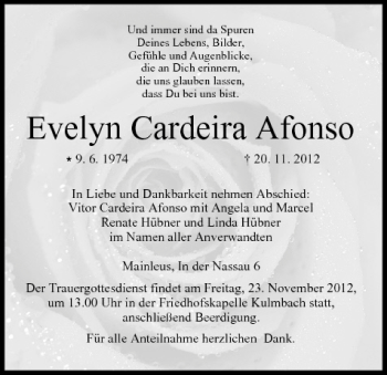 Anzeige von Evelyn Cardeira Afonso von MGO