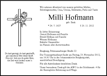 Anzeige von Milli Hofmann von MGO