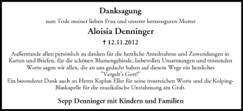 Anzeige von Aloisia Denninger von MGO