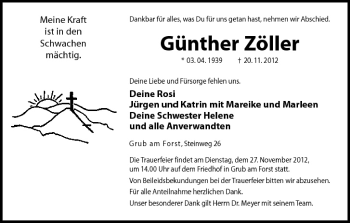 Anzeige von Günther Zöller von MGO