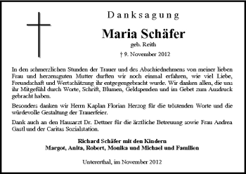 Anzeige von Maria Schäfer von MGO