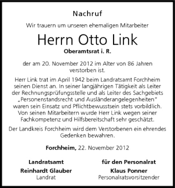 Anzeige von Otto Link von MGO