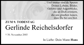 Anzeige von Gerlinde Reichelsdorfer von MGO