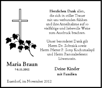 Anzeige von Maria Braun von MGO