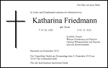 Anzeige von Katharina Friedmann von MGO