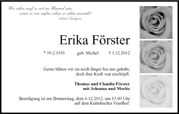 Anzeige von Erika Förster von MGO