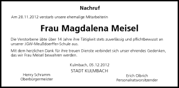 Anzeige von Magdalena Meisel von MGO