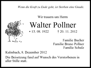 Anzeige von Walter Pollner von MGO