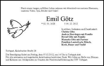 Anzeige von Emil Gotz von MGO