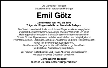 Anzeige von Emil Götz von MGO