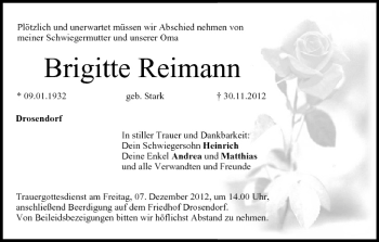 Anzeige von Brigitte Reimann von MGO