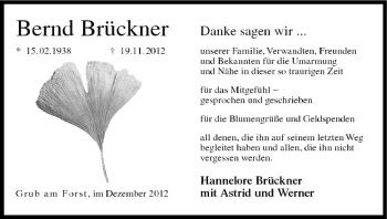 Anzeige von Bernd Brückner von MGO