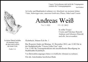 Anzeige von Andreas Weiß von MGO