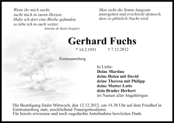 Anzeige von Gerhard Fuchs von MGO