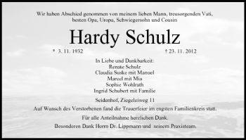Anzeige von Hardy Schulz von MGO