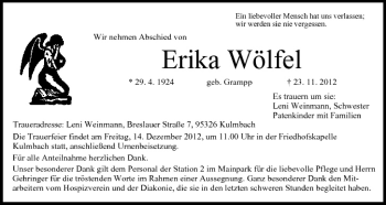 Anzeige von Erika Wölfel von MGO