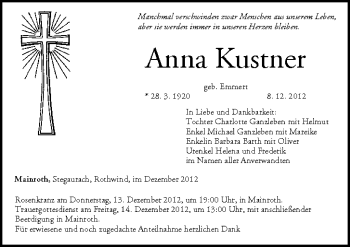Anzeige von Anna Kustner von MGO