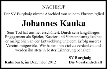 Anzeige von Johannes Kauka von MGO