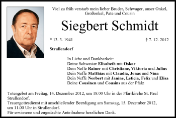Anzeige von Siegbert Schmidt von MGO