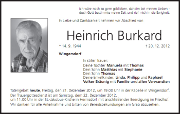 Anzeige von Heinrich Burkard von MGO