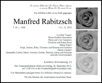 Anzeige von Manfred Rabitzsch von MGO