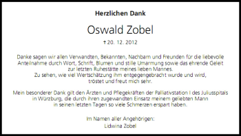 Anzeige von Oswald Zobel von MGO