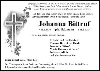 Anzeige von Johanna Bittruf von MGO