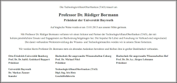 Anzeige von Rüdiger Bormann von MGO